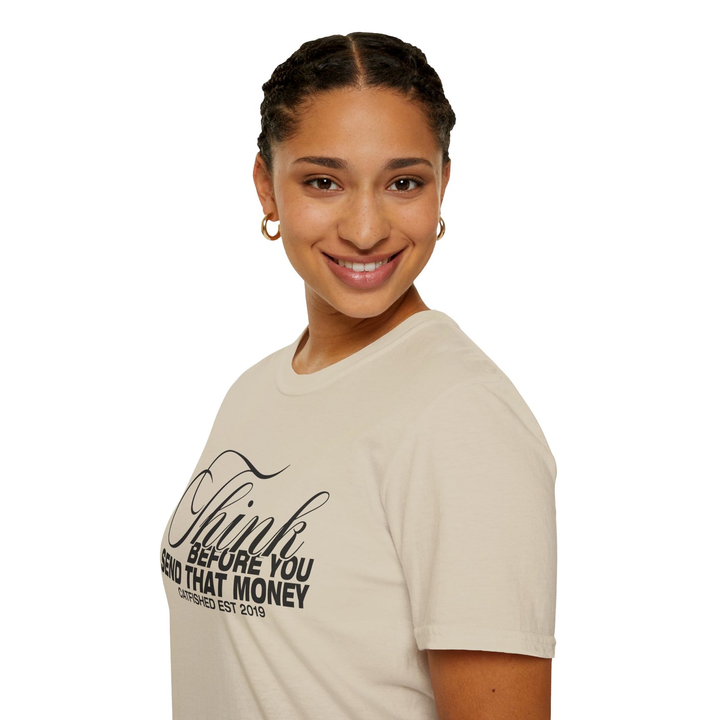 Thoughtful Unisex T-Shirt: Think Before You Send That Money, Gift, Casual Wear, Funny Shirt, Financial Humor