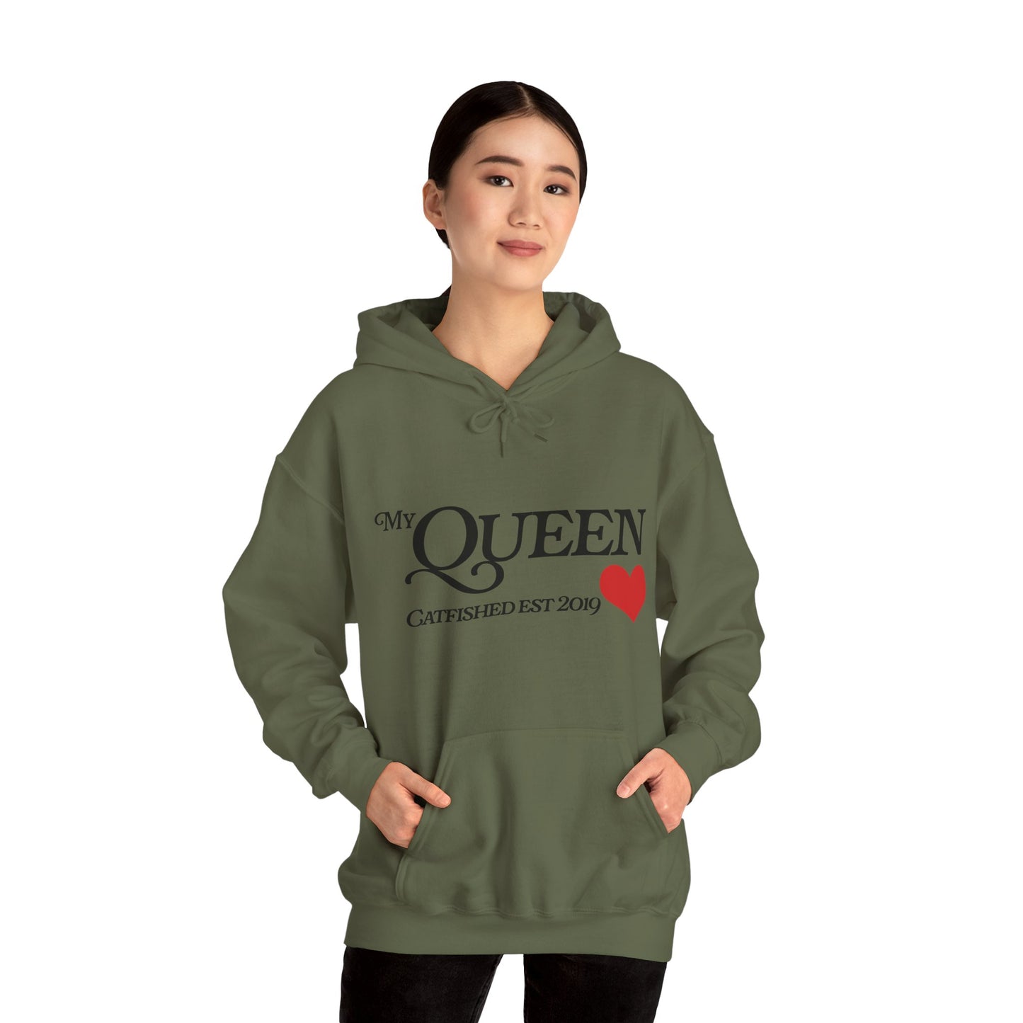 My Queen Hoodie, Catfished Est 2019 Sweatshirt, Gift for Her, Cozy Unisex Pullover, Fun Valentines Day Apparel, Cute Graphic Hoody