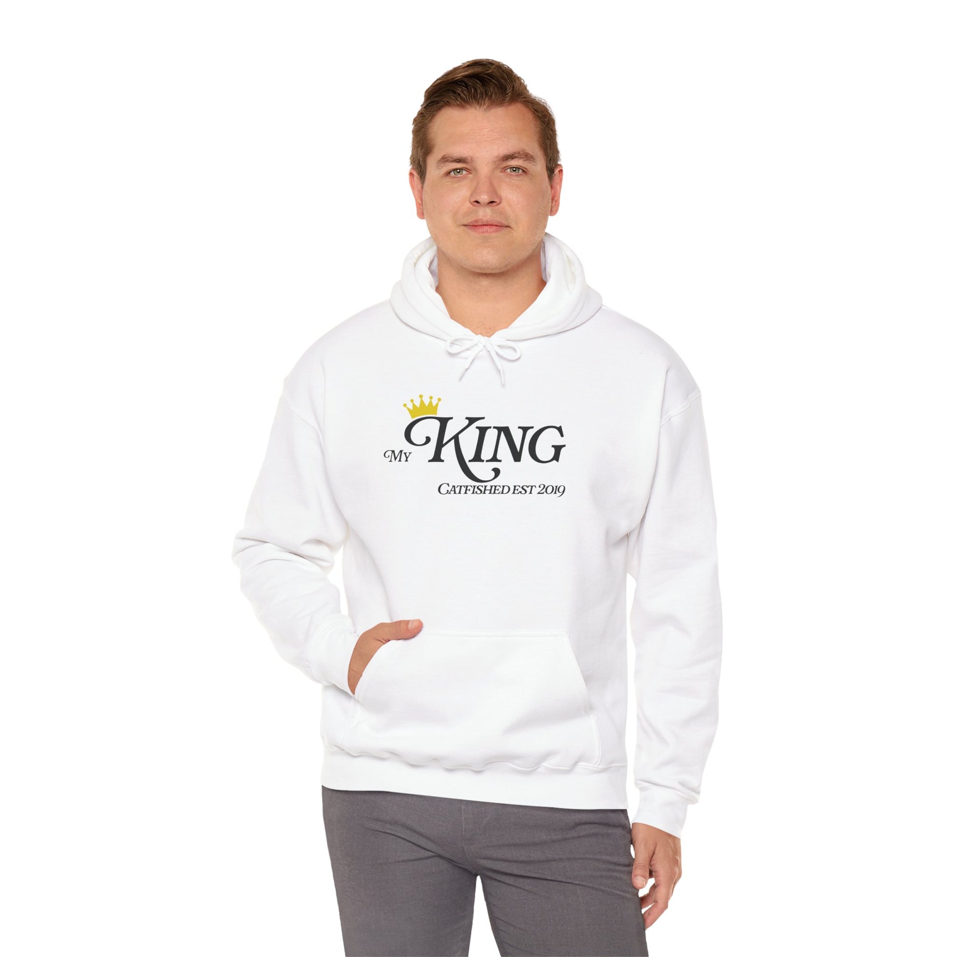 My King Hooded Sweatshirt, Unisex Sweatshirt Gift, Funny Hoodie for Men, Cozy Casual Wear, Catfish Established 2019