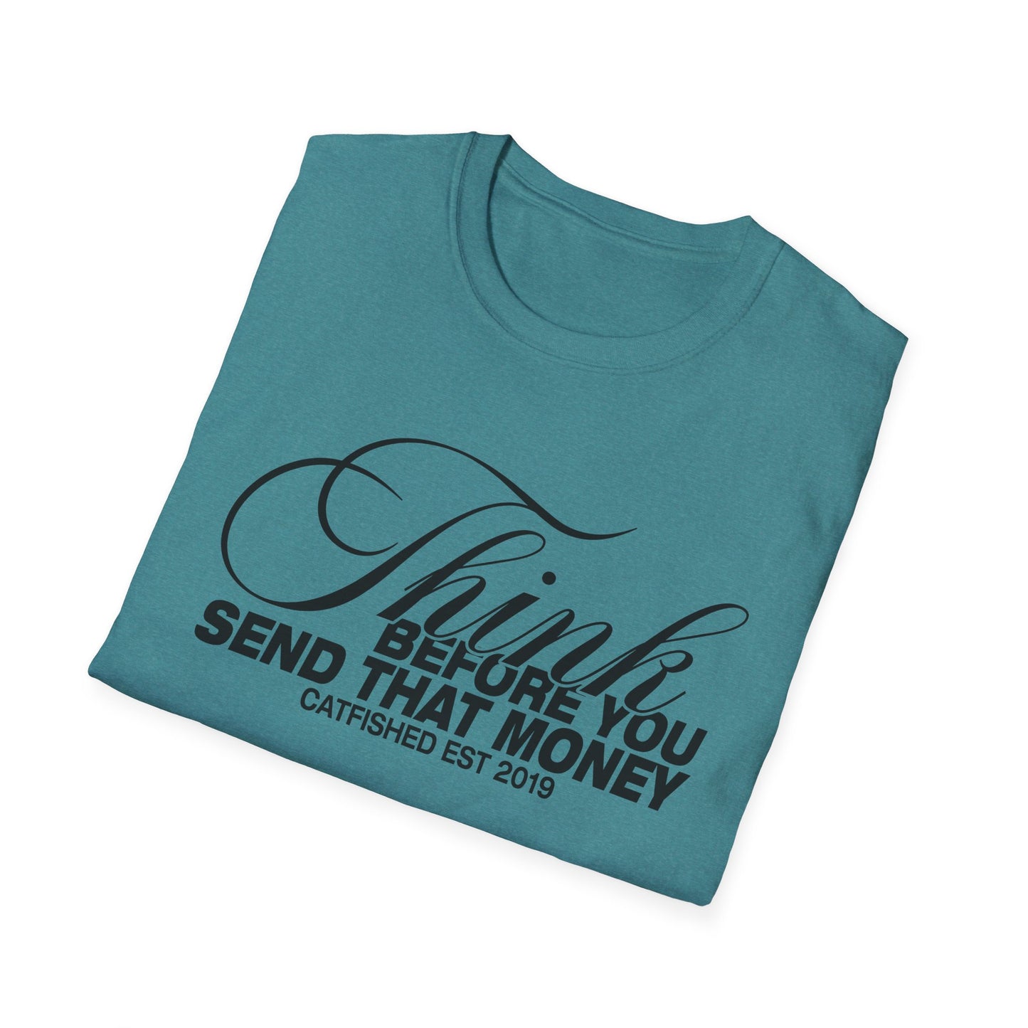 Thoughtful Unisex T-Shirt: Think Before You Send That Money, Gift, Casual Wear, Funny Shirt, Financial Humor