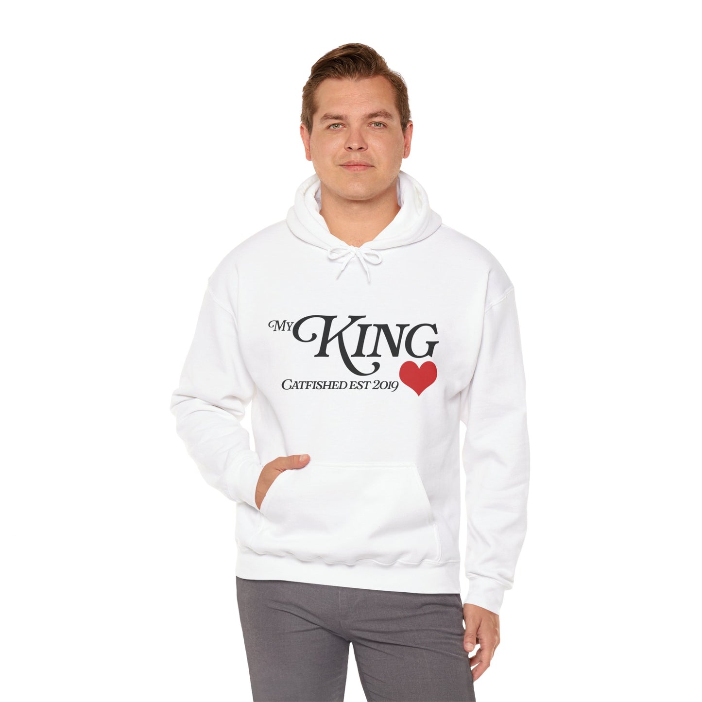 My King Hooded Sweatshirt, Unisex Sweatshirt Gift, Funny Hoodie for Men, Cozy Casual Wear, Catfish Established 2019