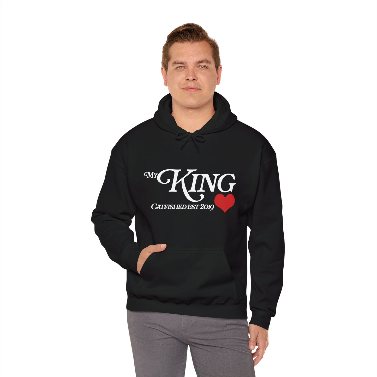 My King Hooded Sweatshirt, Unisex Sweatshirt Gift, Funny Hoodie for Men, Cozy Casual Wear, Catfish Established 2019