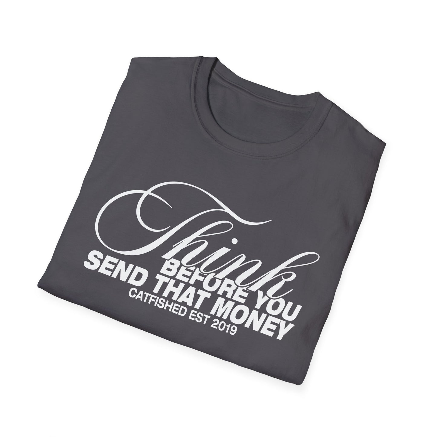 Thoughtful Unisex T-Shirt: Think Before You Send That Money, Gift, Casual Wear, Funny Shirt, Financial Humor