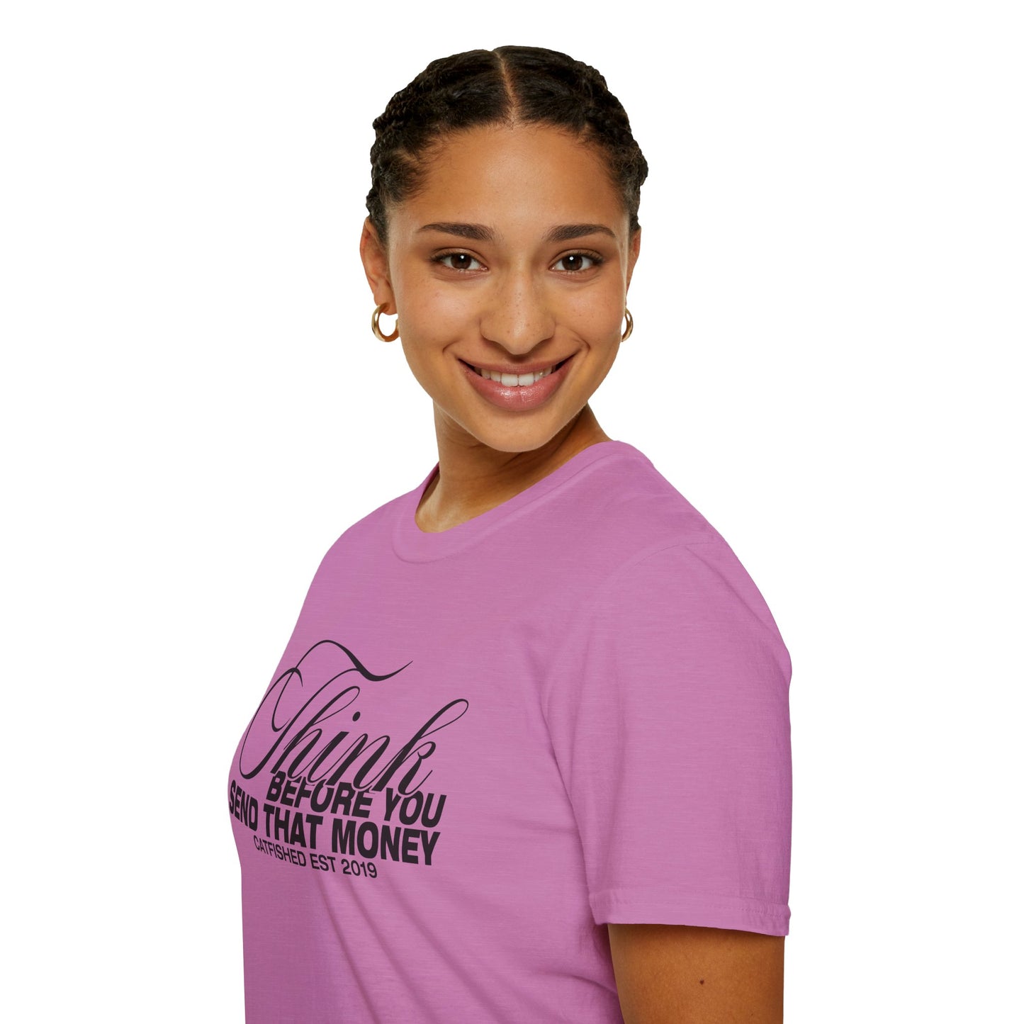 Thoughtful Unisex T-Shirt: Think Before You Send That Money, Gift, Casual Wear, Funny Shirt, Financial Humor