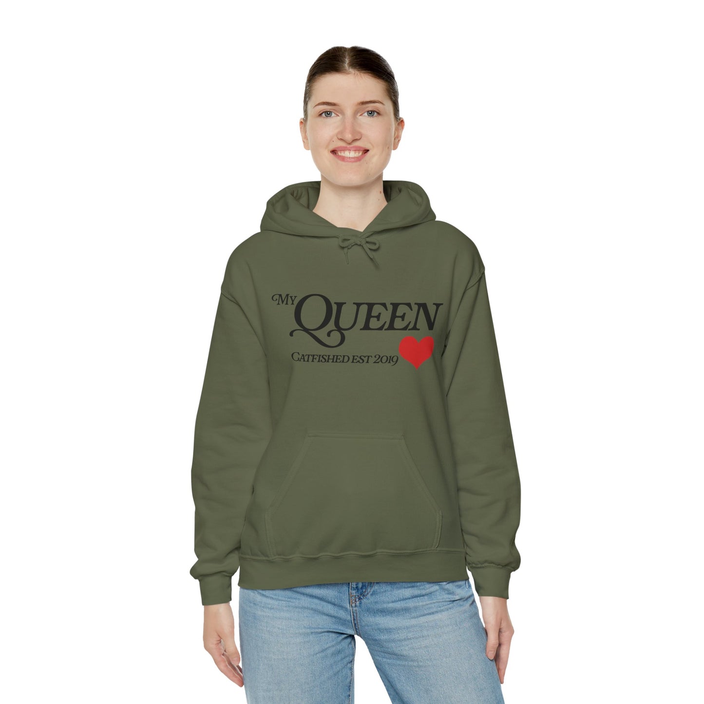 My Queen Hoodie, Catfished Est 2019 Sweatshirt, Gift for Her, Cozy Unisex Pullover, Fun Valentines Day Apparel, Cute Graphic Hoody