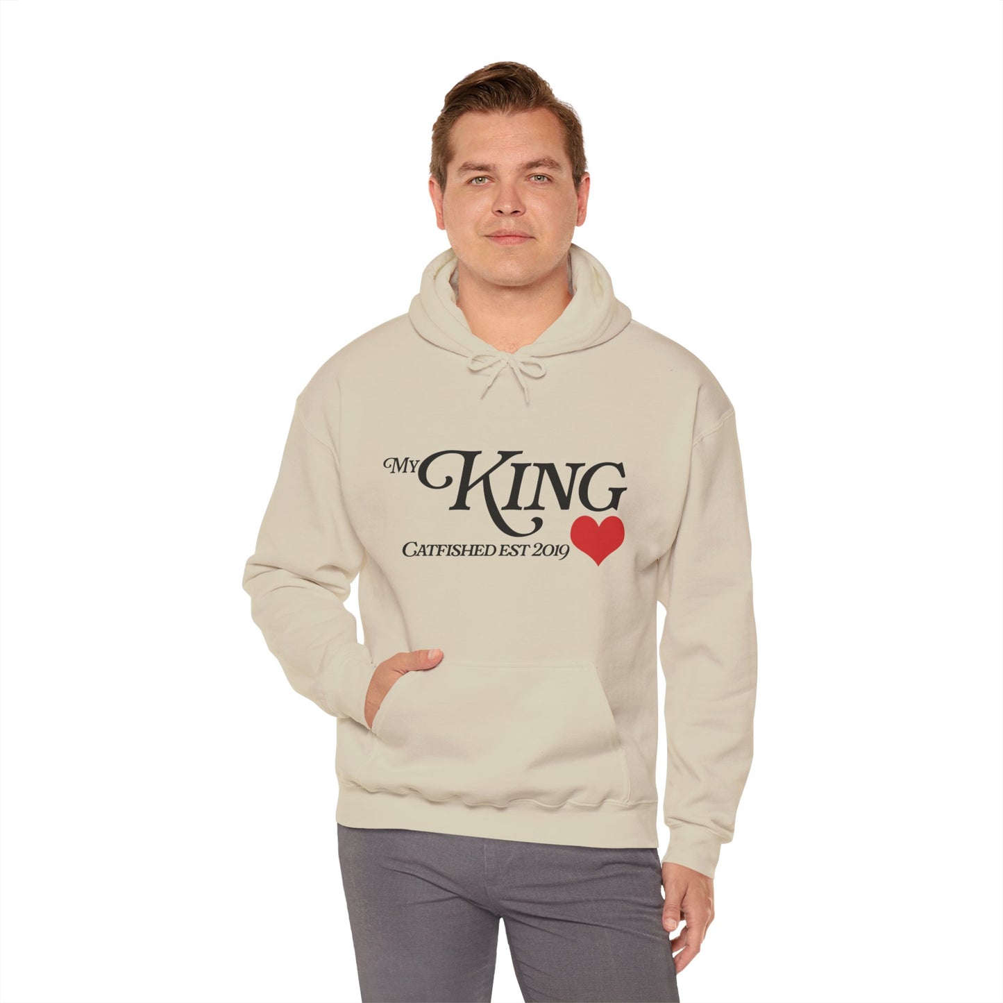 My King Hooded Sweatshirt, Unisex Sweatshirt Gift, Funny Hoodie for Men, Cozy Casual Wear, Catfish Established 2019