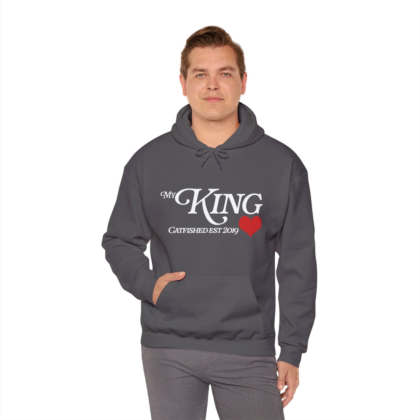 My King Hooded Sweatshirt, Unisex Sweatshirt Gift, Funny Hoodie for Men, Cozy Casual Wear, Catfish Established 2019