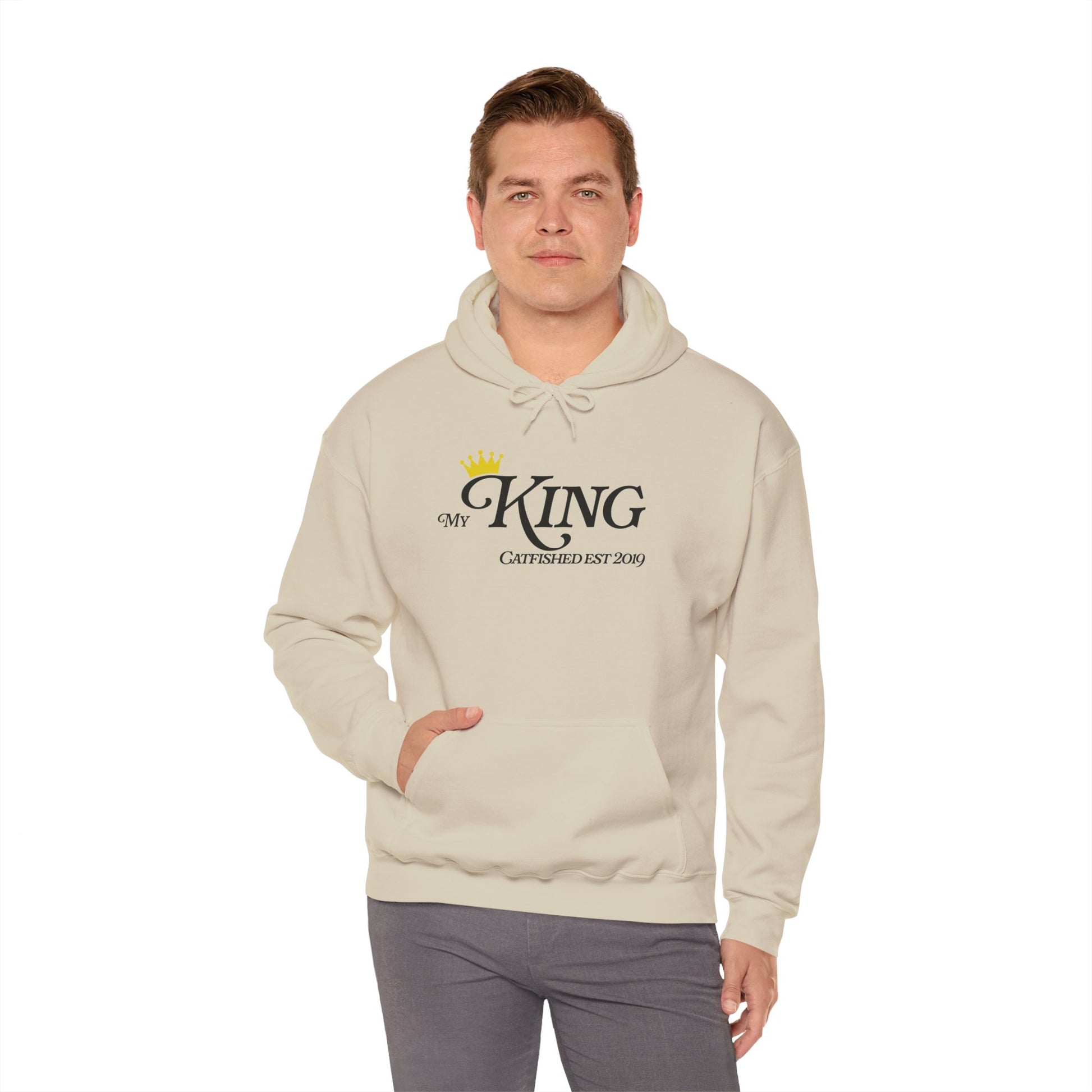 My King Hooded Sweatshirt, Unisex Sweatshirt Gift, Funny Hoodie for Men, Cozy Casual Wear, Catfish Established 2019