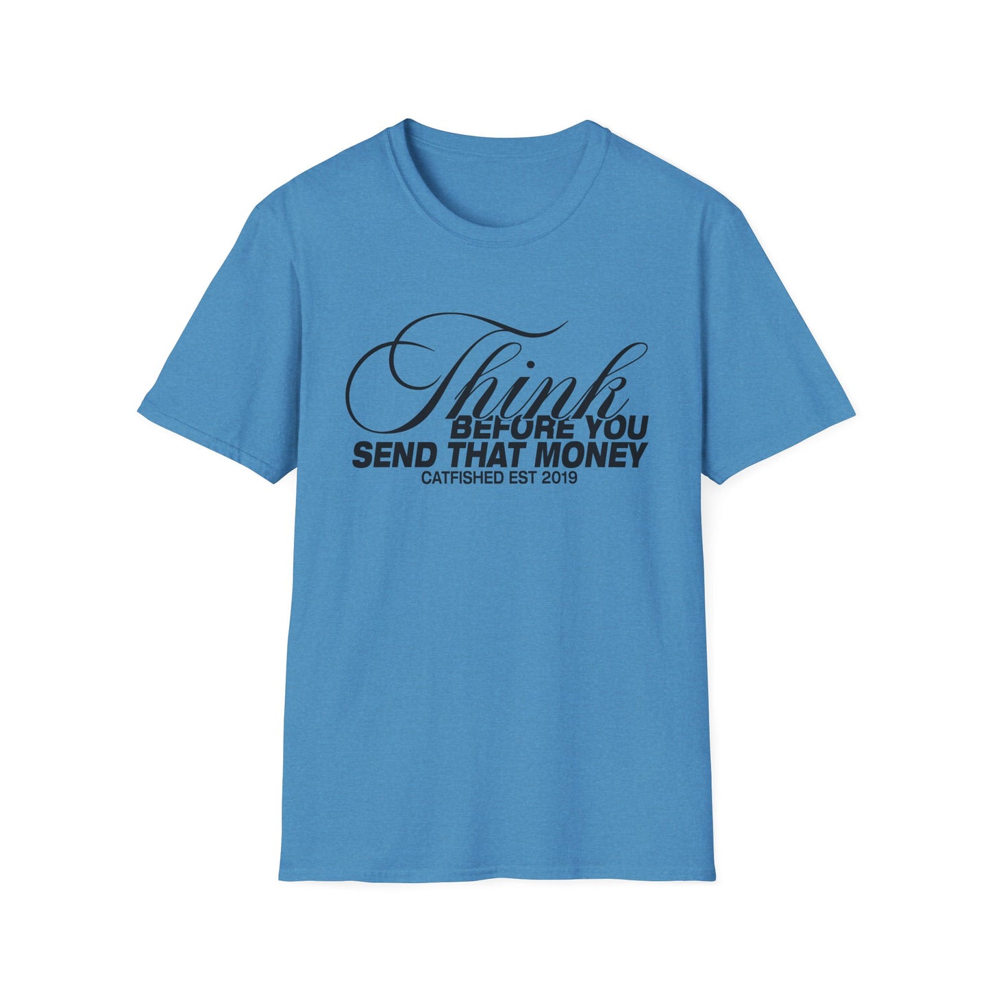 Thoughtful Unisex T-Shirt: Think Before You Send That Money, Gift, Casual Wear, Funny Shirt, Financial Humor
