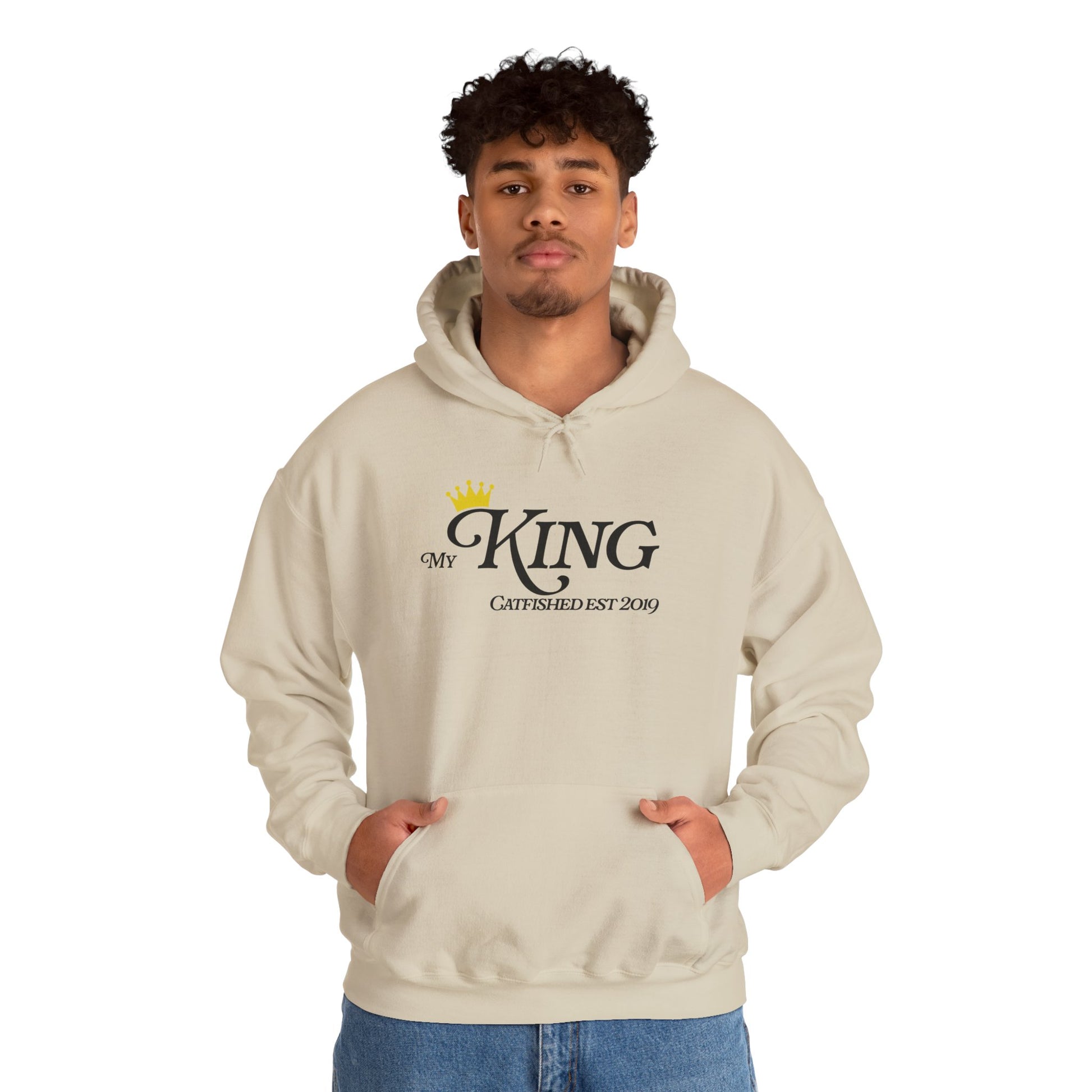 My King Hooded Sweatshirt, Unisex Sweatshirt Gift, Funny Hoodie for Men, Cozy Casual Wear, Catfish Established 2019