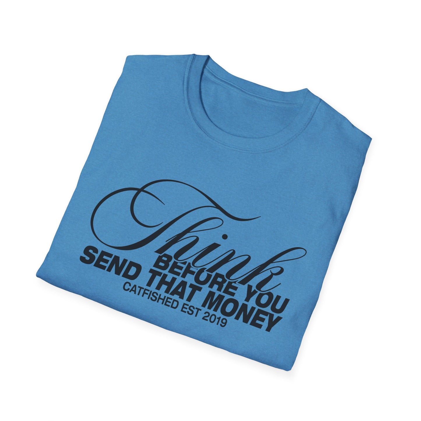 Thoughtful Unisex T-Shirt: Think Before You Send That Money, Gift, Casual Wear, Funny Shirt, Financial Humor