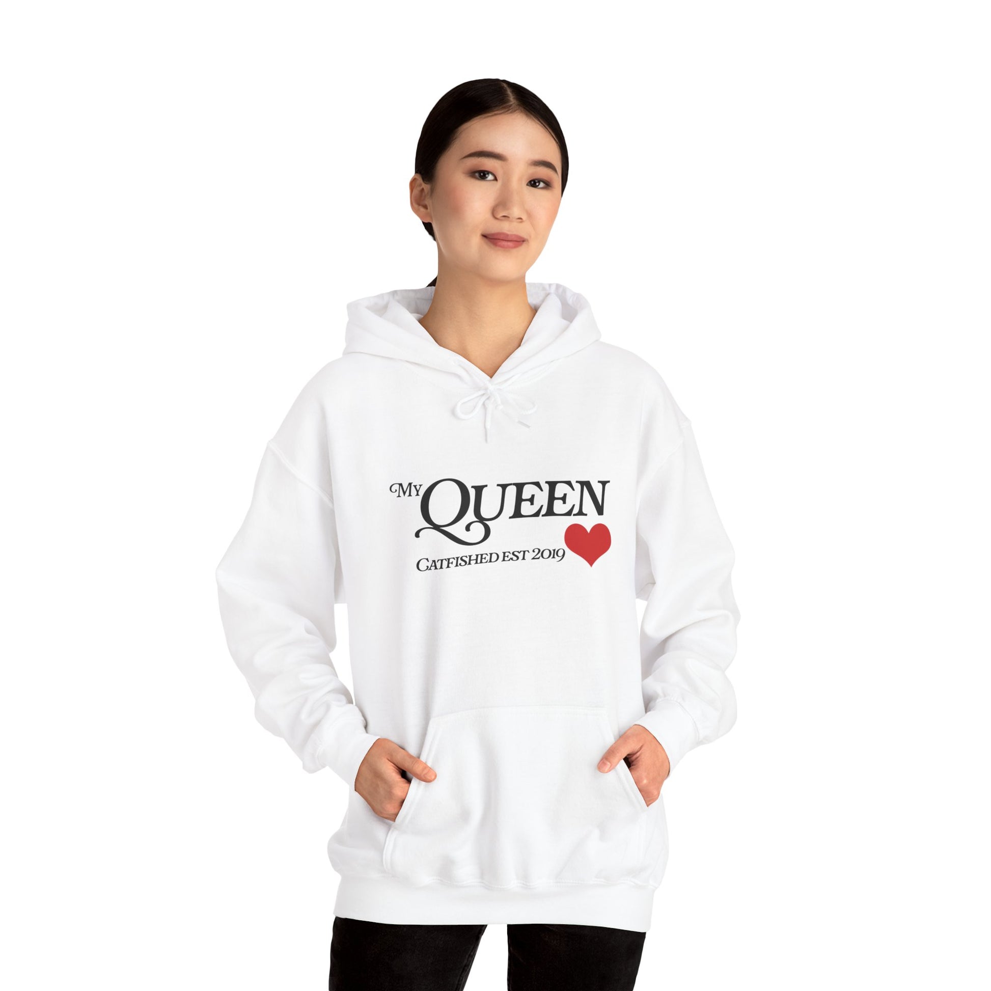 My Queen Hoodie, Catfished Est 2019 Sweatshirt, Gift for Her, Cozy Unisex Pullover, Fun Valentines Day Apparel, Cute Graphic Hoody