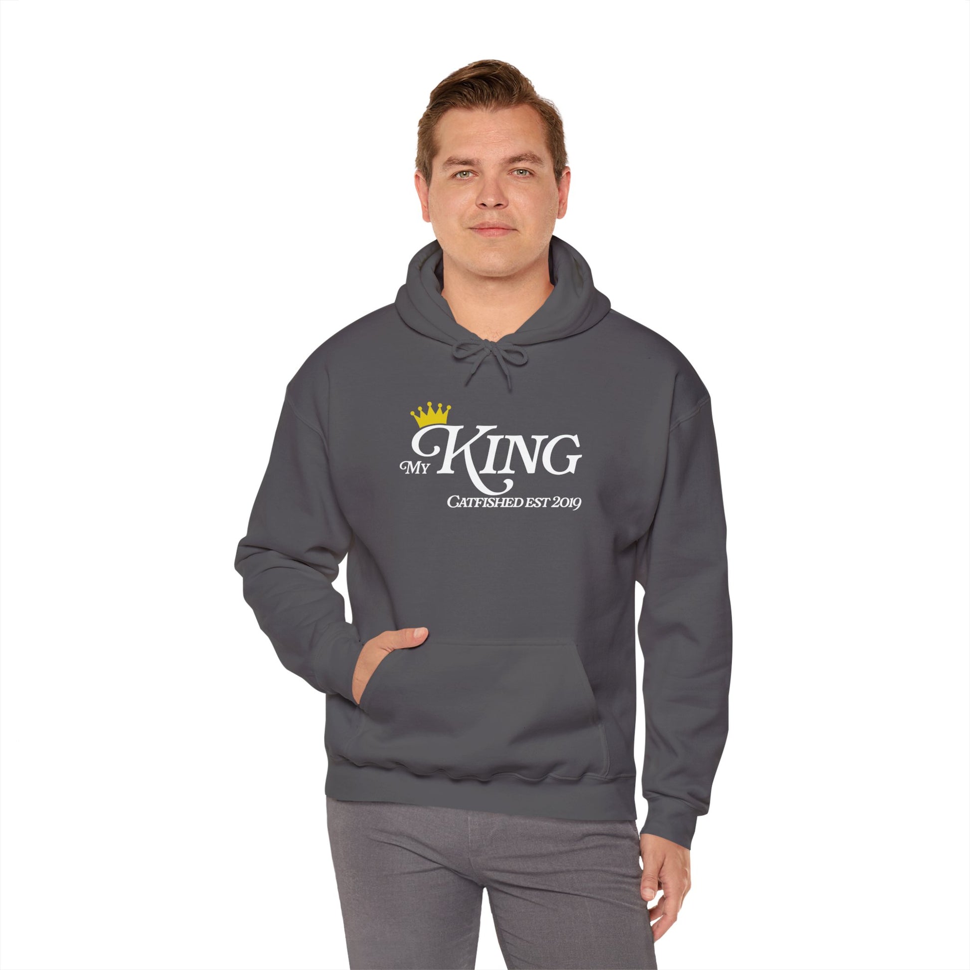 My King Hooded Sweatshirt, Unisex Sweatshirt Gift, Funny Hoodie for Men, Cozy Casual Wear, Catfish Established 2019