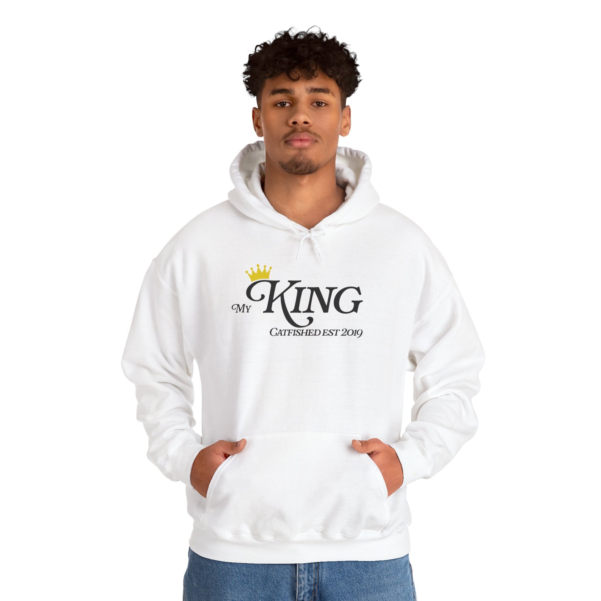 My King Hooded Sweatshirt, Unisex Sweatshirt Gift, Funny Hoodie for Men, Cozy Casual Wear, Catfish Established 2019