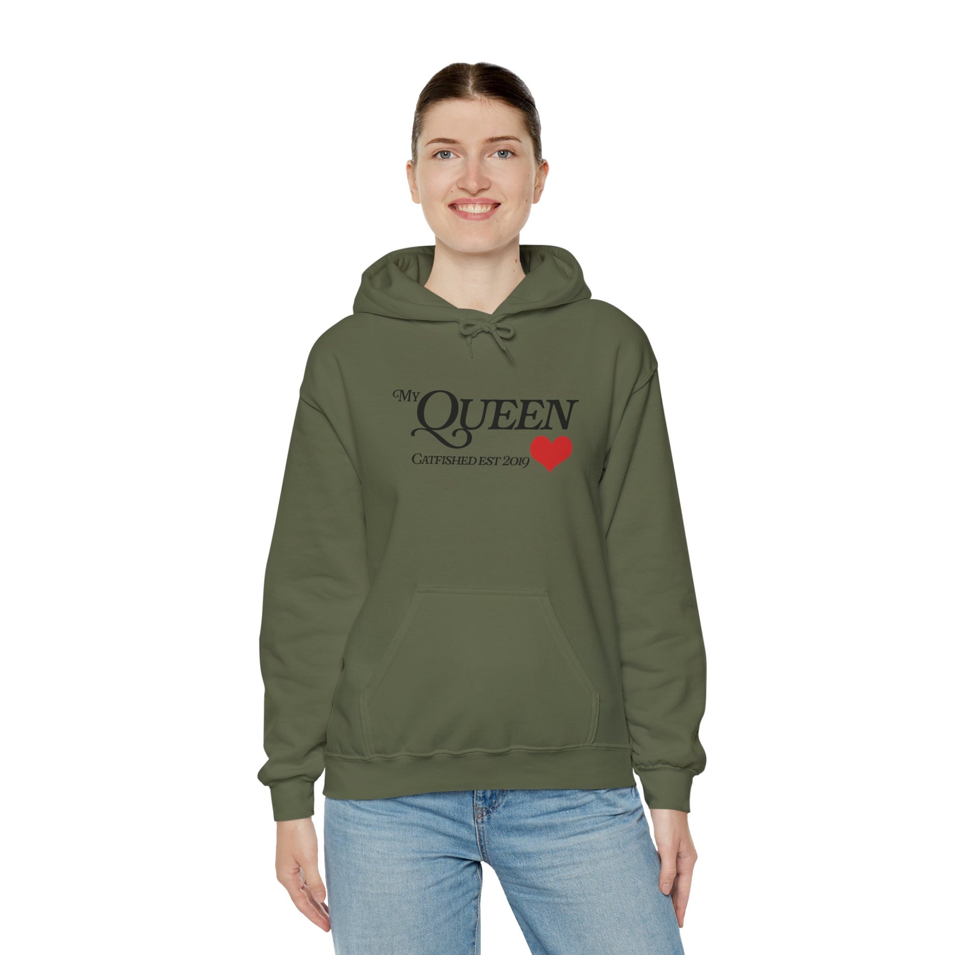 My Queen Hoodie, Catfished Est 2019 Sweatshirt, Gift for Her, Cozy Unisex Pullover, Fun Valentines Day Apparel, Cute Graphic Hoody