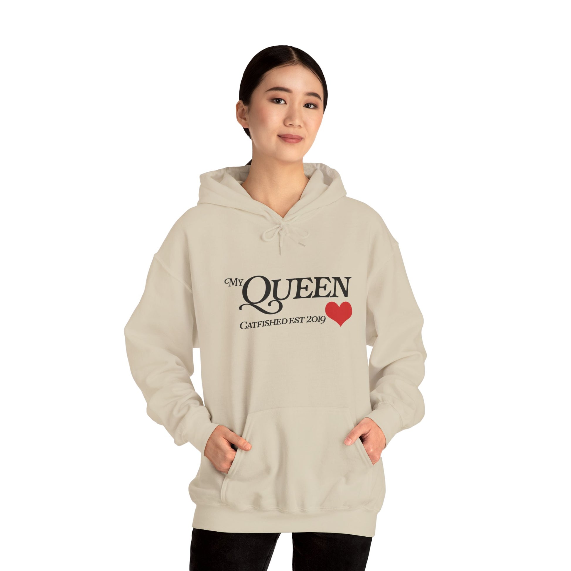 My Queen Hoodie, Catfished Est 2019 Sweatshirt, Gift for Her, Cozy Unisex Pullover, Fun Valentines Day Apparel, Cute Graphic Hoody